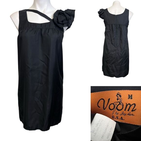 Voom by Joy Han dress Med black satin sleeveless shift cocktail classic - Picture 1 of 6